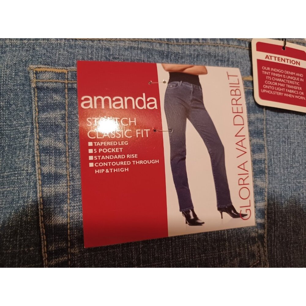 Gloria Vanderbilt Amanda Straight Leg Jeans Women’s Size 16 Blue Stretch Denim - Picture 6 of 8